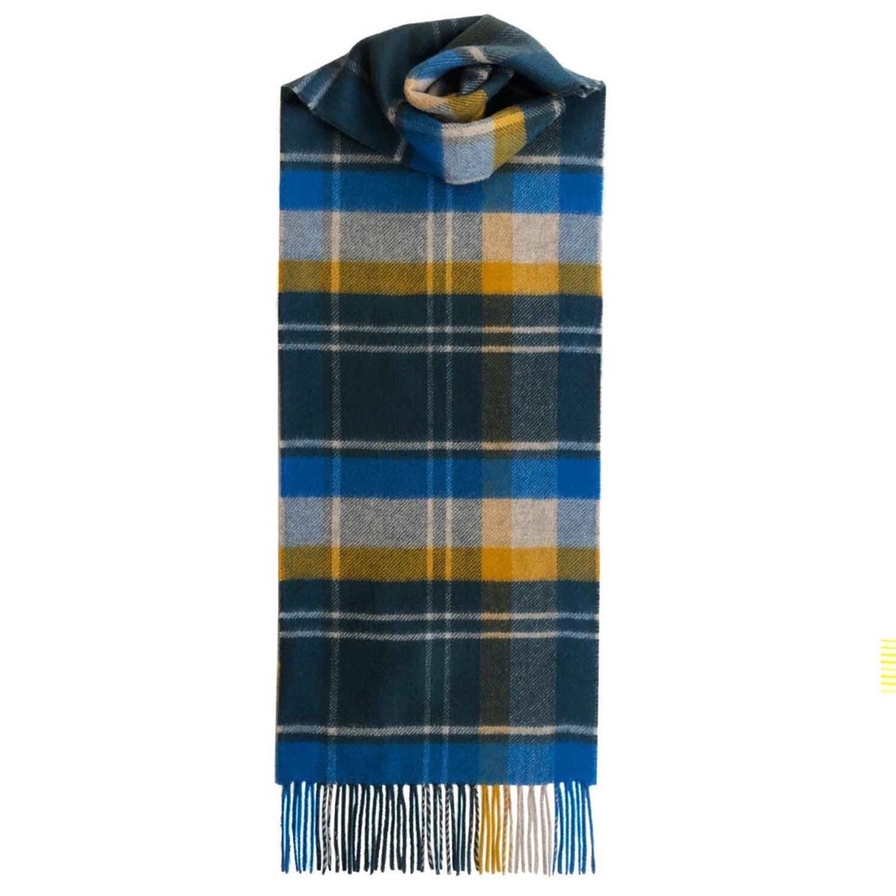 Men’s Scottish tartan Cashmere‎ plaid Blue and Gray Scarf